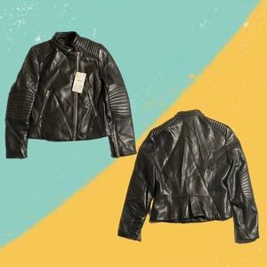 Zara Basics leather biker jacket! New!
